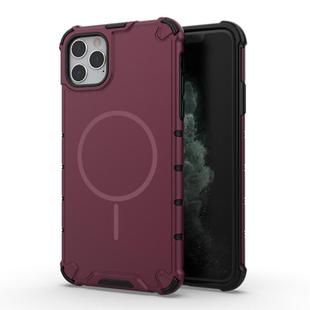 For iPhone 11 Pro Max Grating Solid Color MagSafe Magnetic Phone Case(Red)
