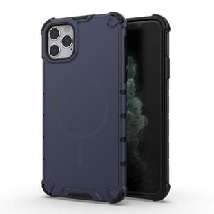 For iPhone 11 Pro Max Grating Solid Color MagSafe Magnetic Phone Case(Dark Blue)