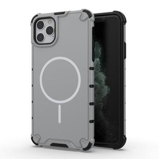 For iPhone 11 Pro Max Grating Solid Color MagSafe Magnetic Phone Case(Light Grey)