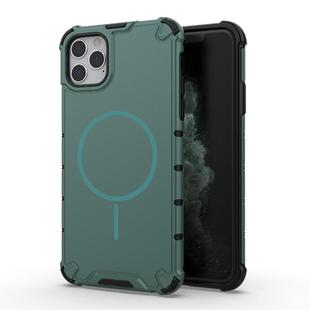 For iPhone 11 Pro Max Grating Solid Color MagSafe Magnetic Phone Case(Green)