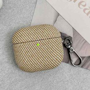 For AirPods 4 Diagonal Striped Leather Bluetooth Earphone Protective Case(Apricot)