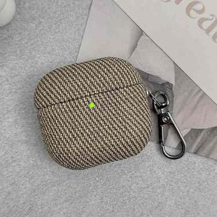 For AirPods Pro 2 Diagonal Striped Leather Bluetooth Earphone Protective Case(Brown)