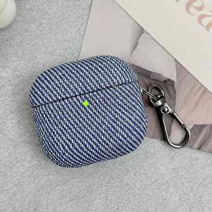 For AirPods Pro 2 Diagonal Striped Leather Bluetooth Earphone Protective Case(Blue)