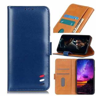 For Samsung Galaxy A01 3-Color Pearl Texture Magnetic Buckle Horizontal Flip PU Leather Case with Card Slots & Wallet & Holder(Blue)