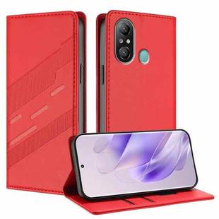 For itel A49 Play Embossed Multi-functional Wallet Retro Leather Phone Case(Red)