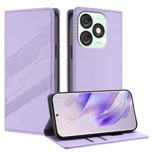 For itel A50 Embossed Multi-functional Wallet Retro Leather Phone Case(Light Purple)