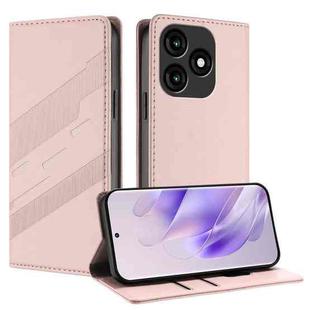 For itel A70 Embossed Multi-functional Wallet Retro Leather Phone Case(Pink)