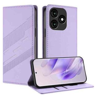 For itel A70 Embossed Multi-functional Wallet Retro Leather Phone Case(Light Purple)