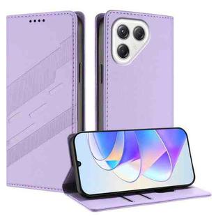 For Tecno Pova 7 5G Embossed Multi-functional Wallet Retro Leather Phone Case(Light Purple)