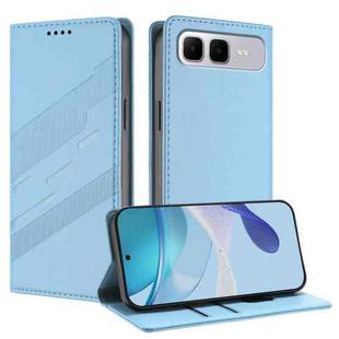 For Infinix Smart 10 Plus 4G Embossed Multi-functional Wallet Retro Leather Phone Case(Light Blue)