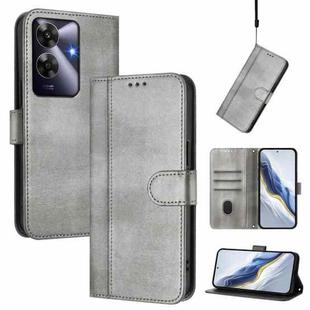 For Realme Note 60 4G Global / C61 4G India Line Splicing Buckle Retro Leather Phone Case(Grey)