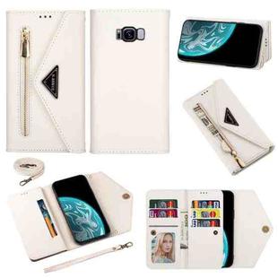 For Samsung Galaxy S8 Skin Feel Zipper Horizontal Flip Leather Case with Holder & Card Slots & Photo Frame & Lanyard & Long Rope(White)