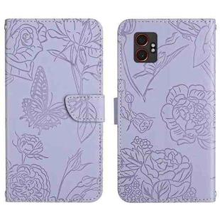 For Samsung Galaxy XCover7 Pro Skin Feel Butterfly Embossed Flip Leather Phone Case(Purple)