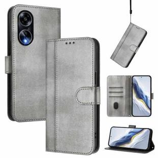For OPPO A98 5G / F23 5G India Line Splicing Buckle Retro Leather Phone Case(Grey)
