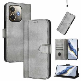 For OPPO A5 Pro 5G Global Line Splicing Buckle Retro Leather Phone Case(Grey)