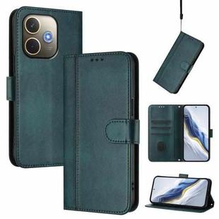 For OPPO A5 Pro 5G Global Line Splicing Buckle Retro Leather Phone Case(Dark Green)