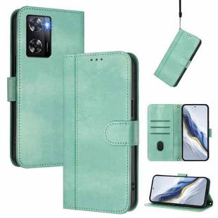 For OPPO A57 4G / A77 4G / A57s 4G Global Line Splicing Buckle Retro Leather Phone Case(Mint)