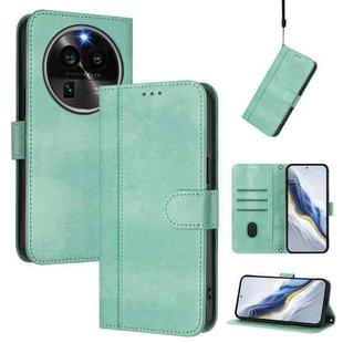 For OPPO Find X6 Pro 5G Line Splicing Buckle Retro Leather Phone Case(Mint)