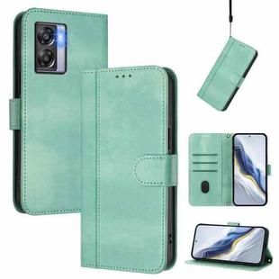 For OPPO K10 5G Global / A77 5G Line Splicing Buckle Retro Leather Phone Case(Mint)