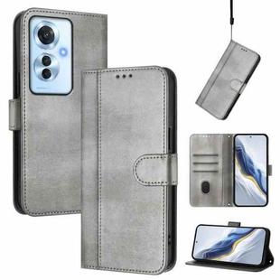For OPPO Reno11 F 5G Global / F25 Pro 5G India Line Splicing Buckle Retro Leather Phone Case(Grey)