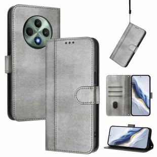 For OPPO Reno12 F 5G / 4G / F27 5G India Line Splicing Buckle Retro Leather Phone Case(Grey)