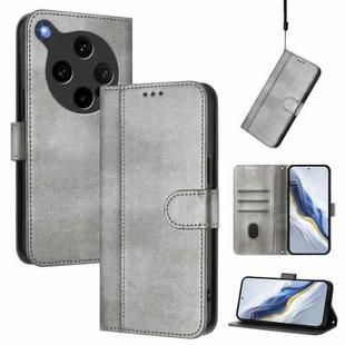For OPPO Find X8 Ultra 5G Line Splicing Buckle Retro Leather Phone Case(Grey)