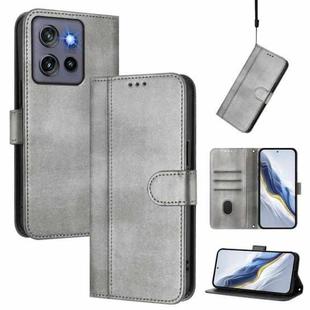 For Motorola Edge 5G 2025 Line Splicing Buckle Retro Leather Phone Case(Grey)