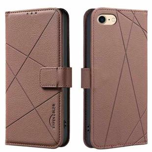 For iPhone 6 / 7 / 8 / SE Geometric Pattern RFID Leather Phone Case(Brown)
