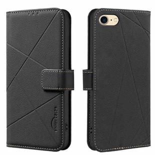 For iPhone 6 / 7 / 8 / SE Geometric Pattern RFID Leather Phone Case(Black)