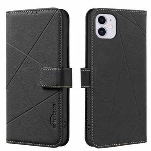 For iPhone 11 Geometric Pattern RFID Leather Phone Case(Black)