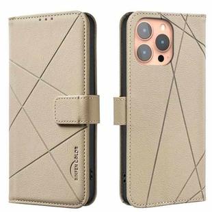 For iPhone 11 Pro Max Geometric Pattern RFID Leather Phone Case(Beige)