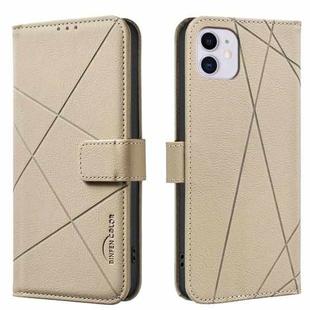 For iPhone 12 / 12 Pro Geometric Pattern RFID Leather Phone Case(Beige)
