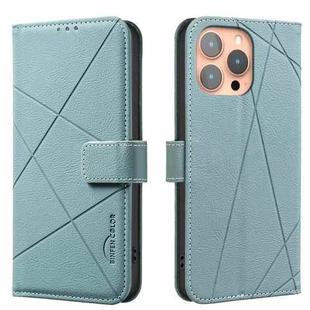 For iPhone 13 Pro Max Geometric Pattern RFID Leather Phone Case(Green)