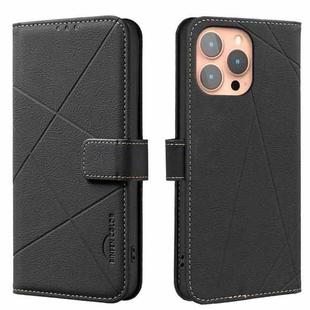 For iPhone 14 Pro Geometric Pattern RFID Leather Phone Case(Black)