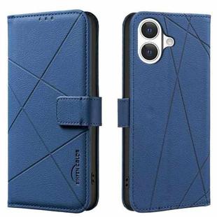 For iPhone 17 Geometric Pattern RFID Leather Phone Case(Blue)