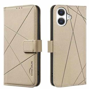 For iPhone 17 Geometric Pattern RFID Leather Phone Case(Beige)
