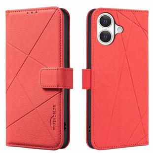 For iPhone 17 Geometric Pattern RFID Leather Phone Case(Red)