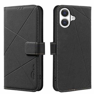 For iPhone 17 Geometric Pattern RFID Leather Phone Case(Black)