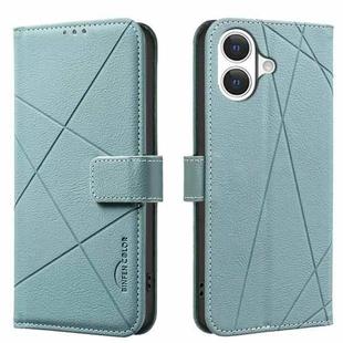 For iPhone 17 Geometric Pattern RFID Leather Phone Case(Green)