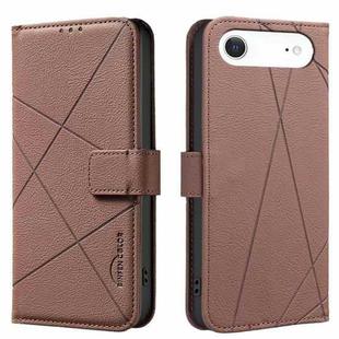 For iPhone 17 Air Geometric Pattern RFID Leather Phone Case(Brown)