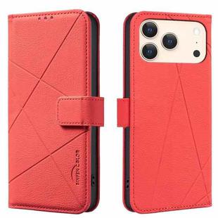 For iPhone 17 Pro Max Geometric Pattern RFID Leather Phone Case(Red)
