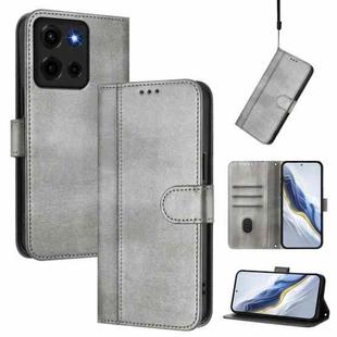 For Motorola Moto G 5G 2025 Line Splicing Buckle Retro Leather Phone Case(Grey)