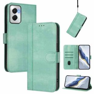 For Motorola Moto G Power 5G 2024 Line Splicing Buckle Retro Leather Phone Case(Mint)