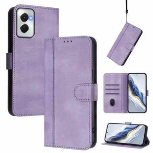 For Motorola Moto G Power 5G 2024 Line Splicing Buckle Retro Leather Phone Case(Purple)