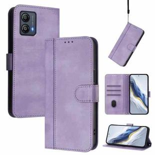 For Motorola Moto G53 5G / G13 4G / G23 4G Line Splicing Buckle Retro Leather Phone Case(Purple)