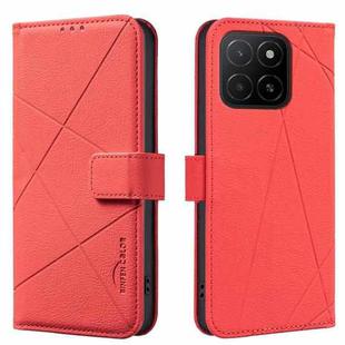 For Honor X5B Geometric Pattern RFID Leather Phone Case(Red)