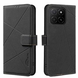 For Honor X5B Geometric Pattern RFID Leather Phone Case(Black)