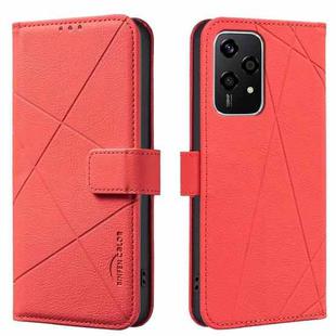 For Honor 200 Lite Geometric Pattern RFID Leather Phone Case(Red)