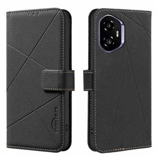 For Honor 300 Geometric Pattern RFID Leather Phone Case(Black)