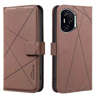 For Honor 300 Pro 5G / 300 Ultra 5G Geometric Pattern RFID Leather Phone Case(Brown)